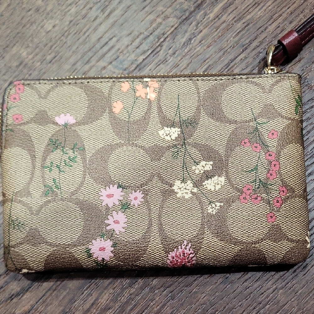 Coach Tan Floral Wristlet - Picture 2 of 4
